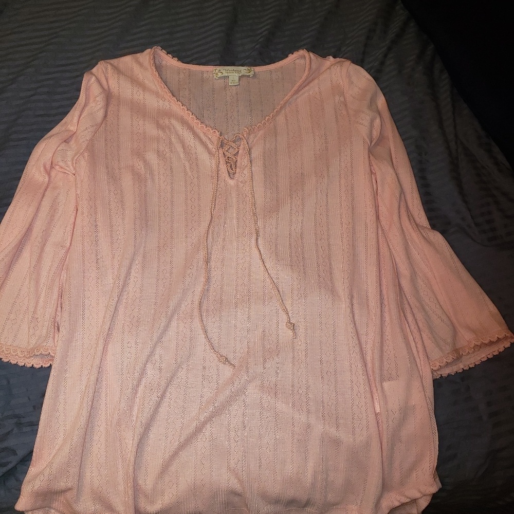 3/4 sleeve pink top